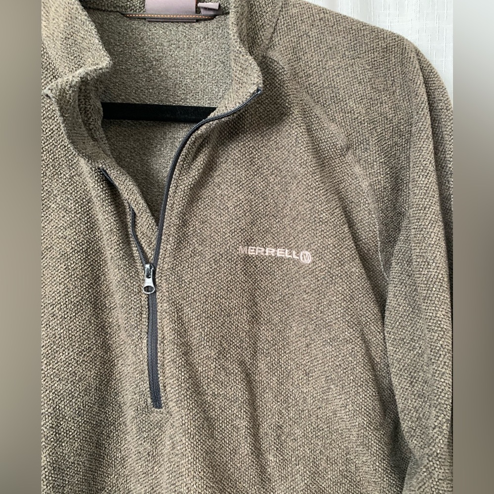 Merrell Men’s 1/2 zip collared hiking sweater light brown sz large - Picture 3 of 5